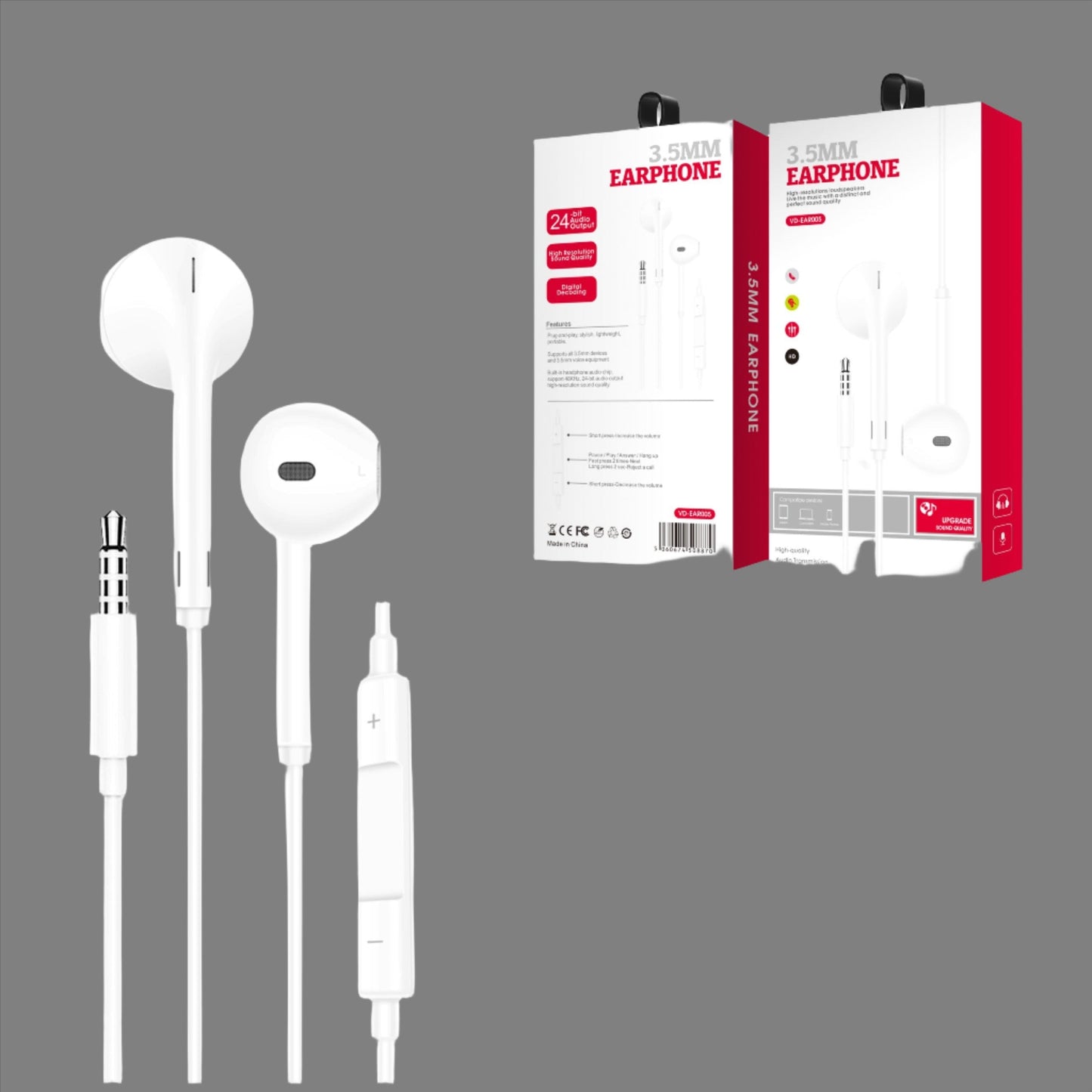 VEN-DENS 3.5mm In-Ear Headphones with Inline Controls (VD-EAR005)